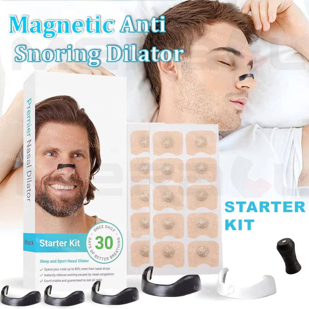 Magnetic Nasal Breathing Nose Dilators Starter Kit Nasal Strips Nasal Clip Anti Snoring Improve Sleeping Aid Preventing Snoring