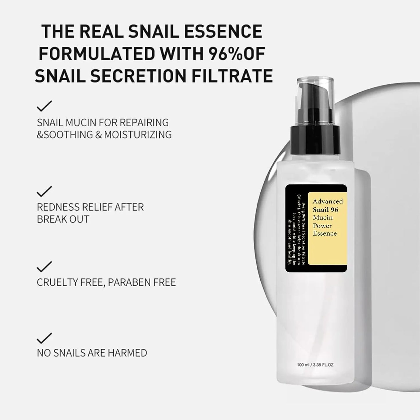 Snail Mucin 96% Power Repairing Essence For Dull And Damaged Skin, Anti-Aging